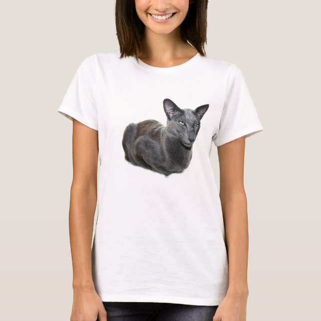 Blue Oriental Shorthair Cat T-shirt (Front)