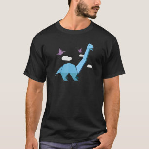 Blue Origami Brontosaurus And Purple Pterodactyl D T-Shirt
