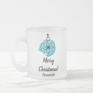 Blue ornament christmas frosted glass coffee mug
