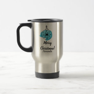 Blue ornament christmas travel mug