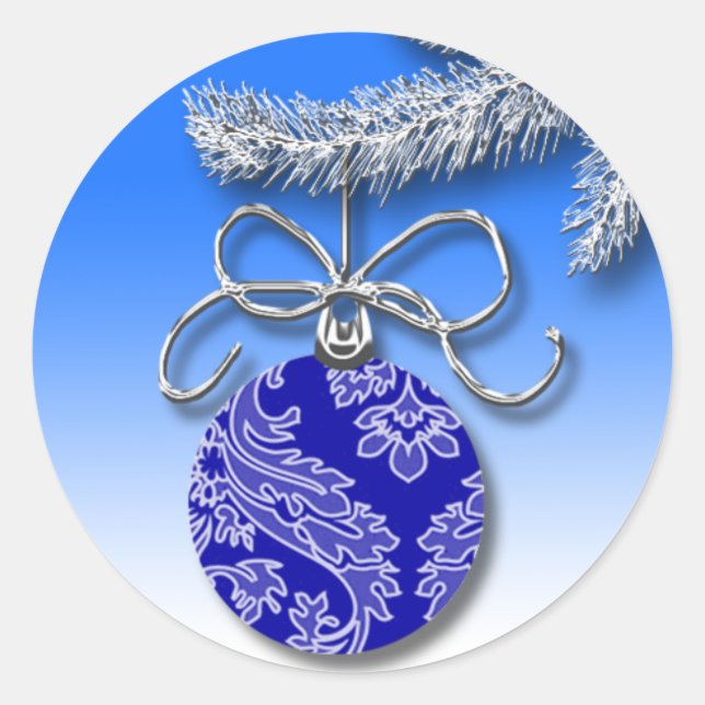 Blue Ornament Hanging Customisable Holiday Seals (Front)
