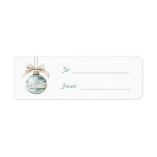 Blue Ornament White Bow Christmas