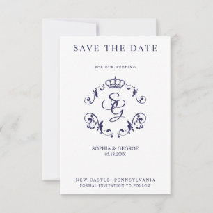 Blue Ornamental Border with Crown & Initials