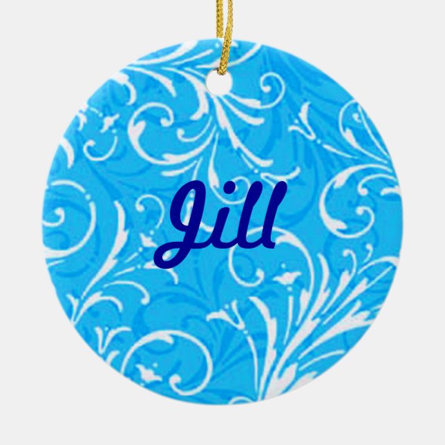 Blue Ornamental Name Ornament (Front)