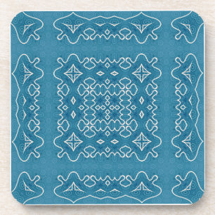 Blue Ornamental Tile Pattern – Intricate Geometric Coaster