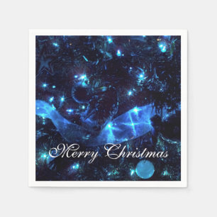 Blue Ornaments and Ribbon Christmas Napkins
