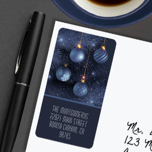 Blue Ornaments Return Address Label