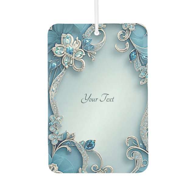 Blue Ornate Floral Air Freshener (Front)