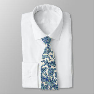 Blue Ornate Floral Arabic Pattern Tie