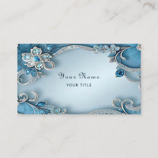 Blue Ornate Floral Business Card
