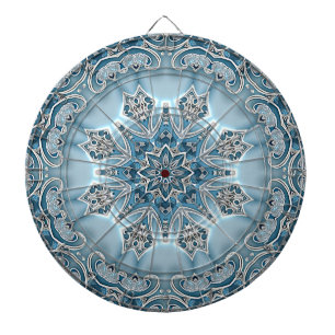 Blue Ornate Floral Dartboard