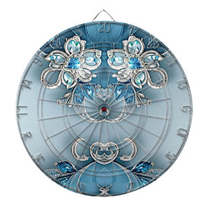 Blue Ornate Floral Dartboard