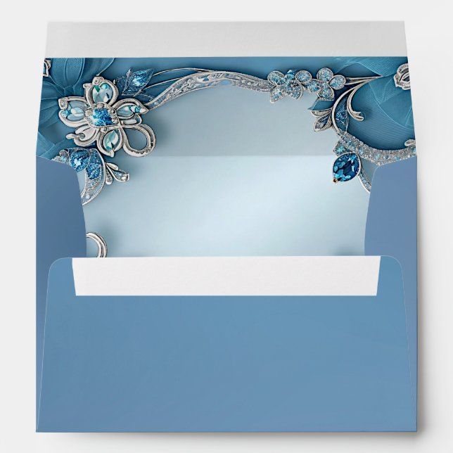 Blue Ornate Floral Envelope (Back (Bottom))