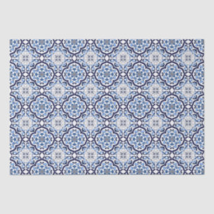  Blue Ornate Floral Mediterranean Sicilian Tile Tissue Paper