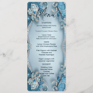Blue Ornate Floral Menu