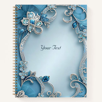 Blue Ornate Floral Notebook