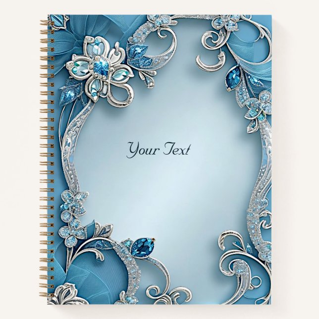 Blue Ornate Floral Notebook (Front)