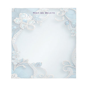 Blue Ornate Floral Notepad