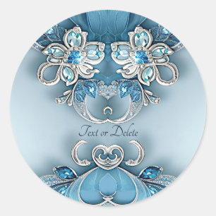 Blue Ornate Floral Sticker