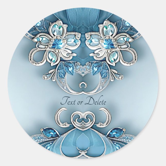 Blue Ornate Floral Sticker (Front)