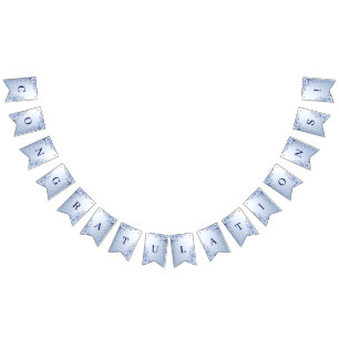 Blue Ornate Flowers with Pearls Bunting Flag