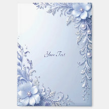 Blue Ornate Flowers with Pearls Magnet