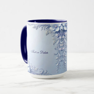 Blue Ornate Flowers with Pearls Mug