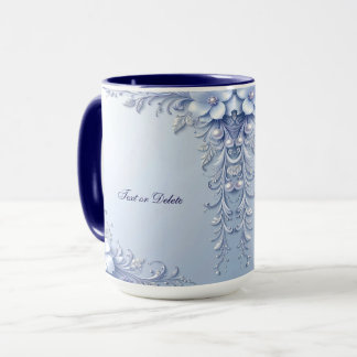 Blue Ornate Flowers with Pearls Mug