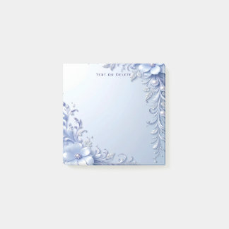 Blue Ornate Flowers with Pearls Post it Notes