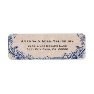 Blue Ornate Frame Vintage Wedding Thank You