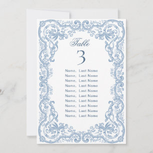 Blue Ornate Grace Victorian Seating Chart Card