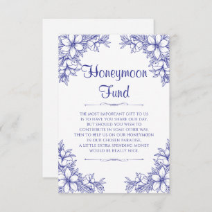 Blue Ornate Wedding Honeymoon Fund Enclosure Card