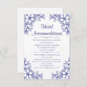 Blue Ornate Wedding Hotel Accommodation Enclosure Card