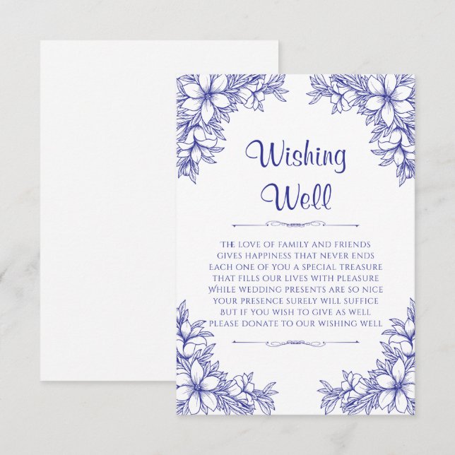 Blue Ornate Wedding Wishing Well Enclosure Card (Front/Back)