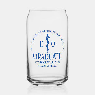 Blue Osteopathic Medical School Graduation Can Glass