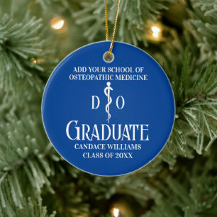 Blue Osteopathic Medical School Graduation Ceramic Tree Decoration