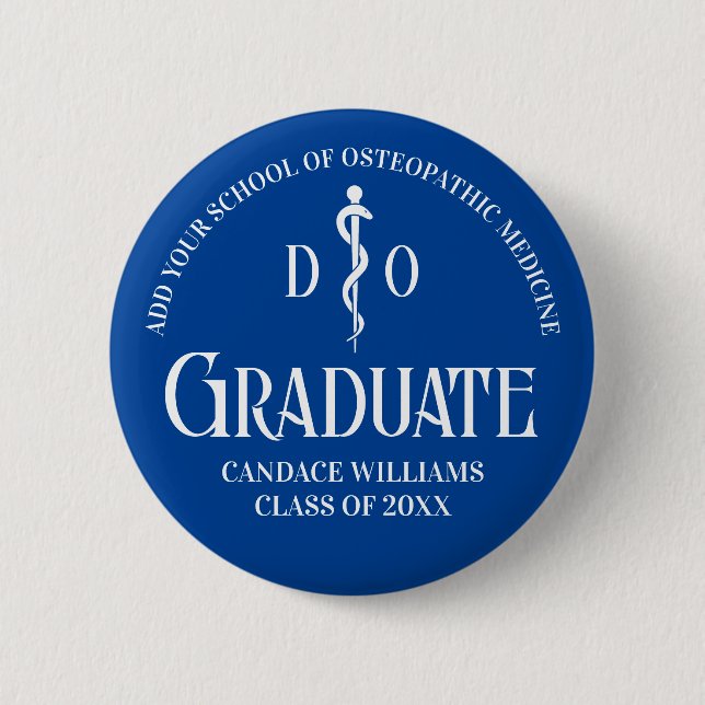 Blue Osteopathic Medical School Graduation Party 6 Cm Round Badge (Front)