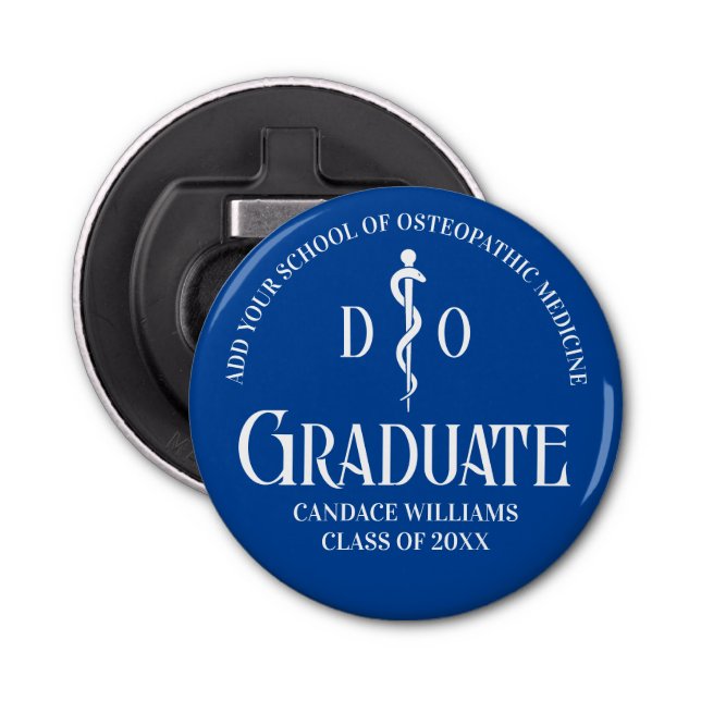Blue Osteopathic Medical School Graduation Party Bottle Opener (Front)