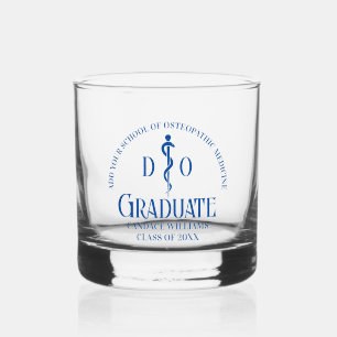 Blue Osteopathic Medical School Graduation Whiskey Glass