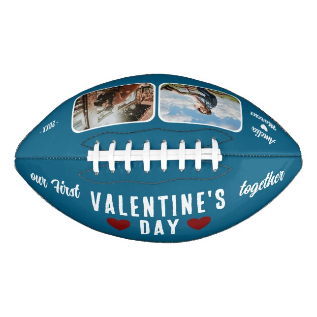 Blue Our First Valentine's Day Together 2 Photos  American Football (Front)