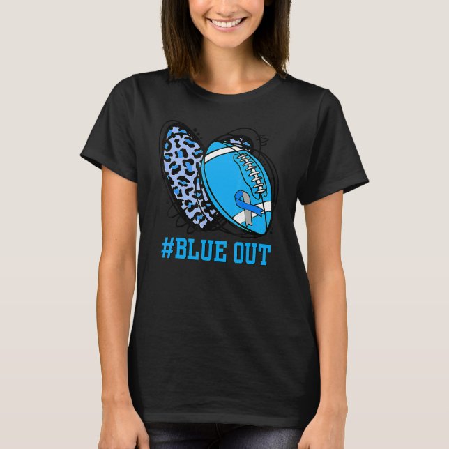 Blue Out Football Tackle Diabetes Warrior Heart Le T-Shirt (Front)