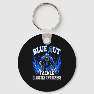 Blue Out Tackle Diabetes Awareness American Footba Key Ring