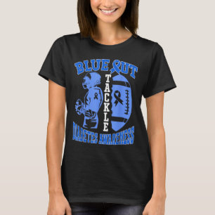 Blue Out Tackle Diabetes Awareness American Footba T-Shirt