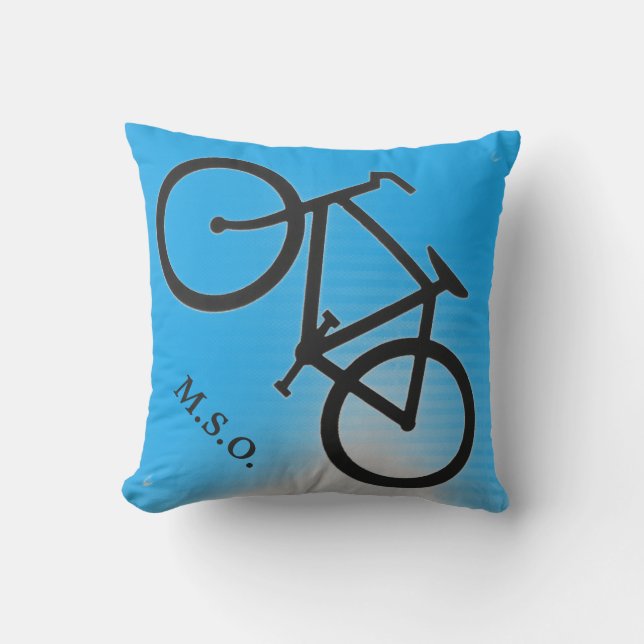 Blue  outdoor personalised Monogram  on Bike sign Outdoor Cushion (Front)