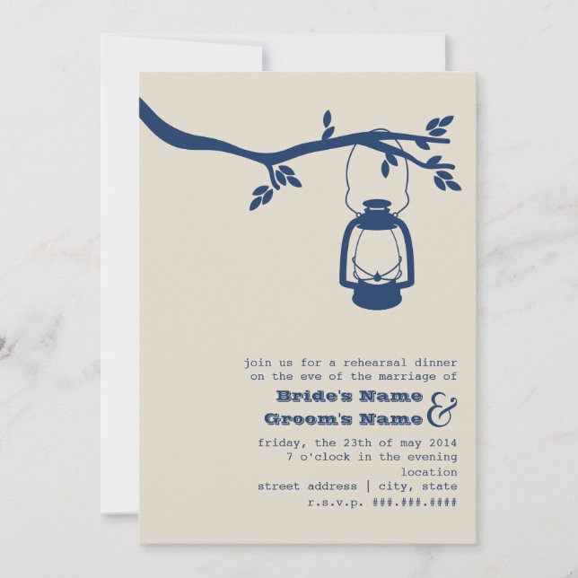 Blue Outdoors / Camping Rehearsal Dinner Invite (Front)