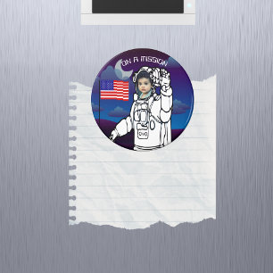 Blue Outer Space American Flag Astronaut Photo Magnet