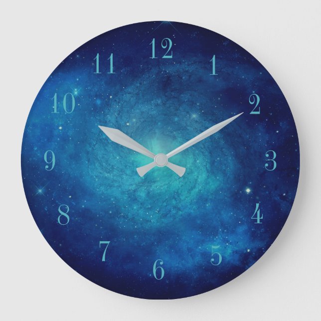 Blue Outer Space Galaxy Large Clock (Front)
