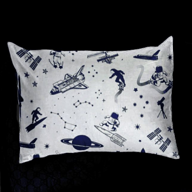 Blue Outer space Solar System Astronaut Spaceship  Pillowcase (Creator Uploaded)