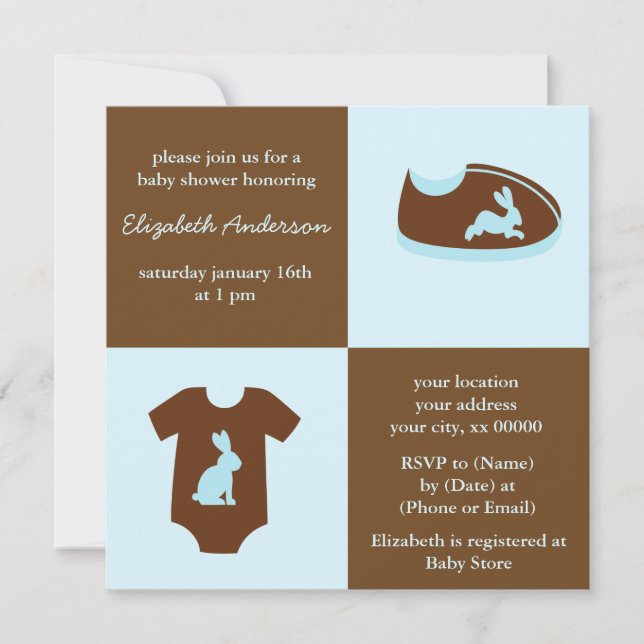Blue Outfits Boy Baby Shower Invitation (Front)