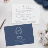 Blue oval leaf monogram meal option wedding event